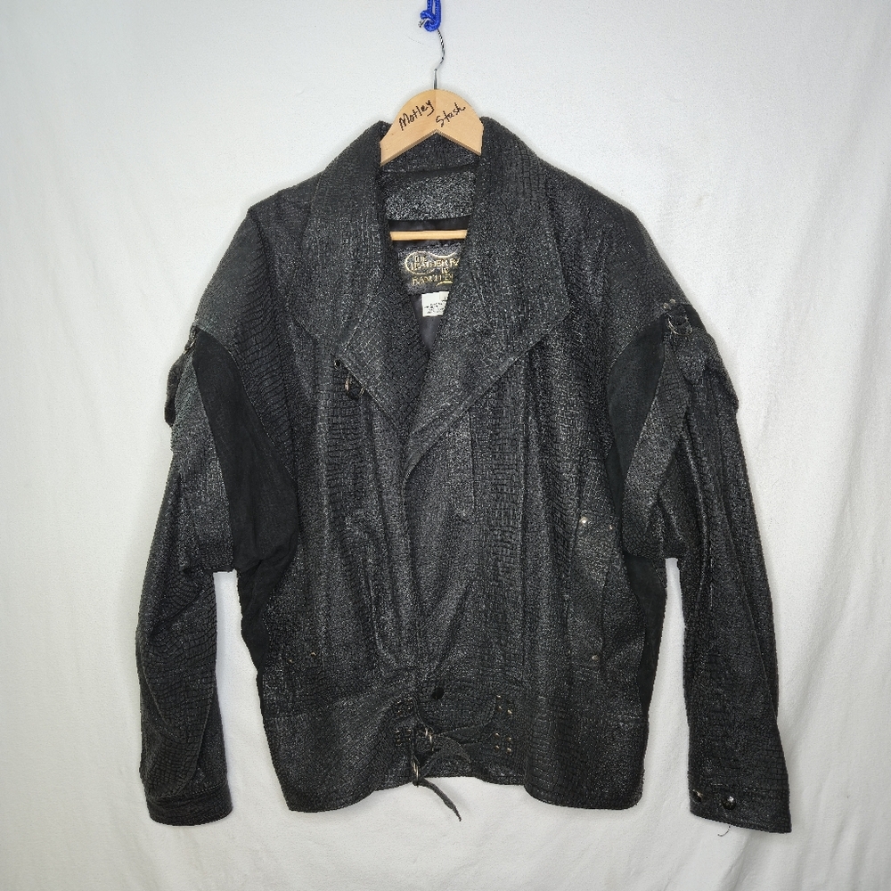 The Leather Ranch Men's Vintage 1980s Suede Leather Bomber Jacket Size 2 (Large)